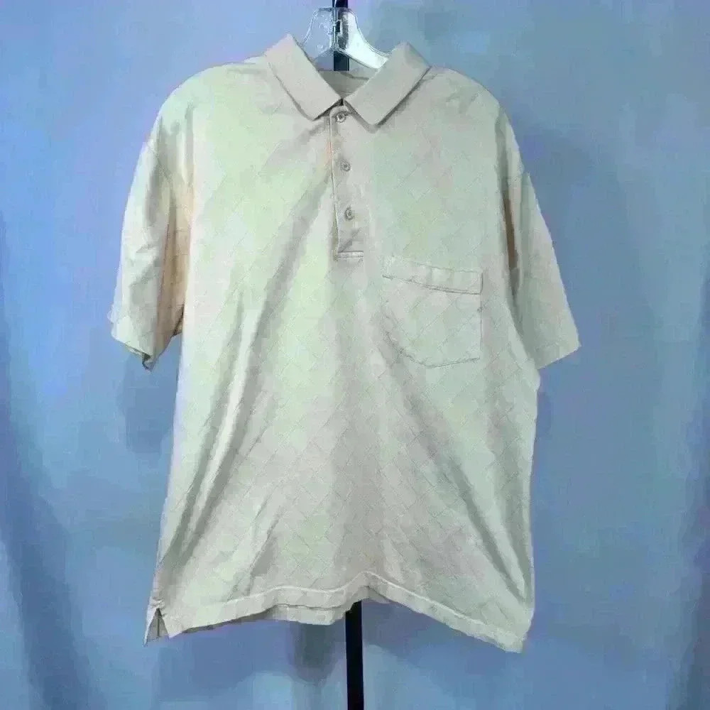 Pendleton Men's Argyle Pattern Short‎ Sleeve Polo Shirt Size L Yellow